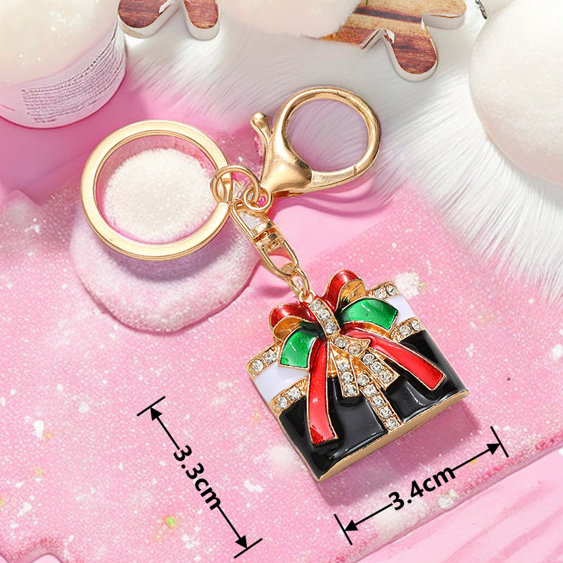 Wholesale Christmas Snowman Elk Cartoon Inlaid Diamond Metal Keychain