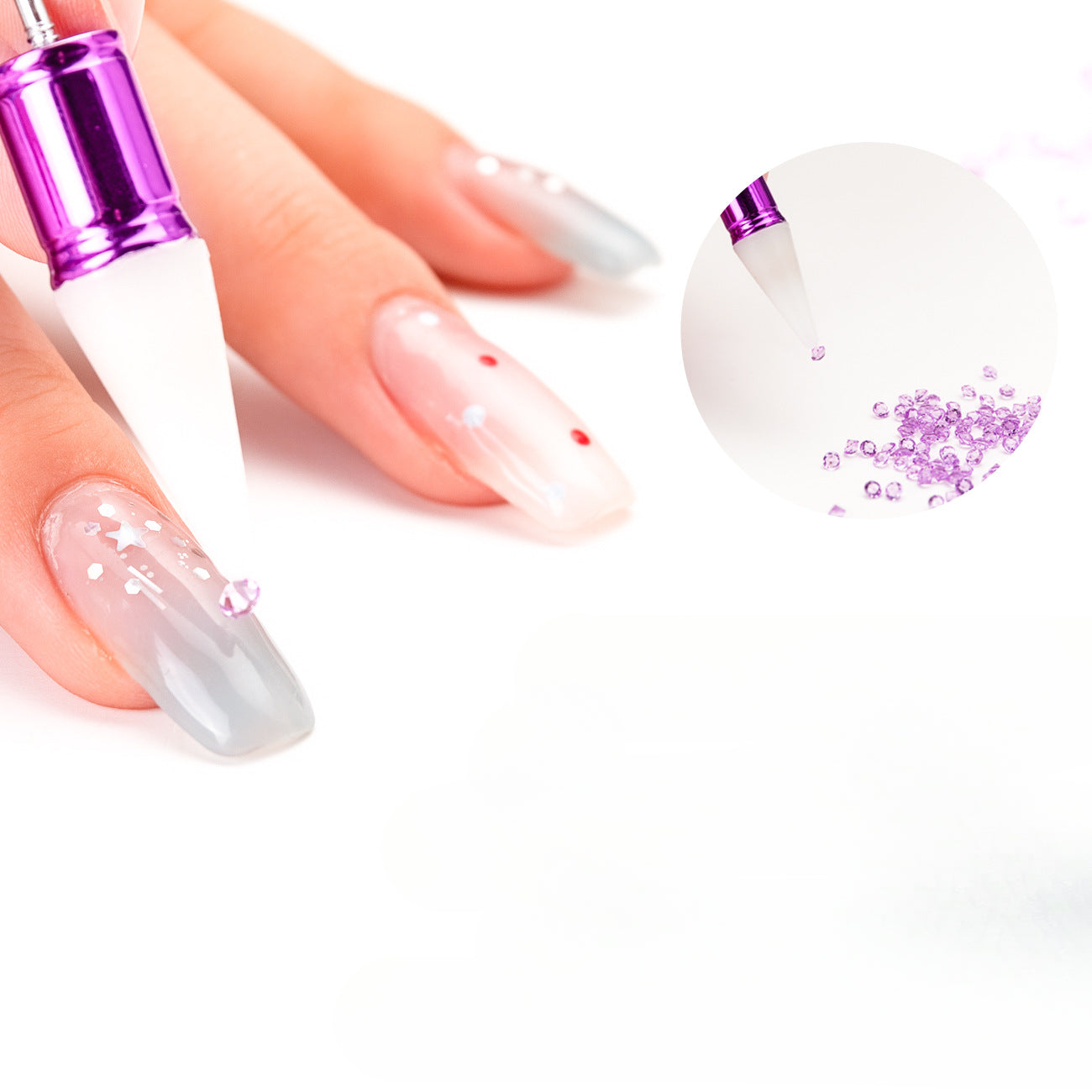 Wholesale 2pcs Nail Art Tool Double-ended Dot Drill with Wax Blotting Dot Pen