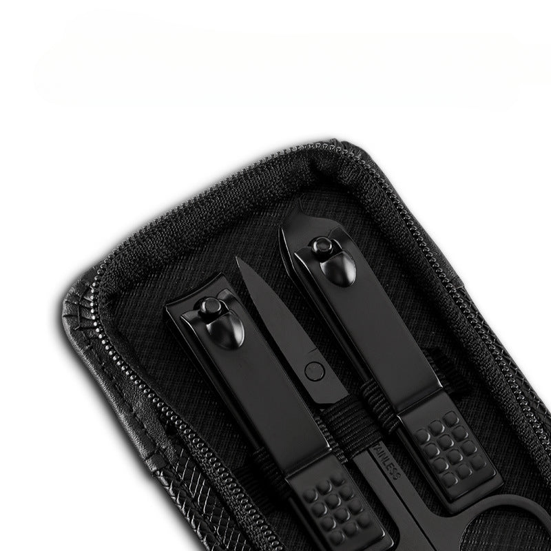 Wholesale Black Zipper Bag Stainless Steel Nail Clippers Nail Clipper Set 6 Pieces