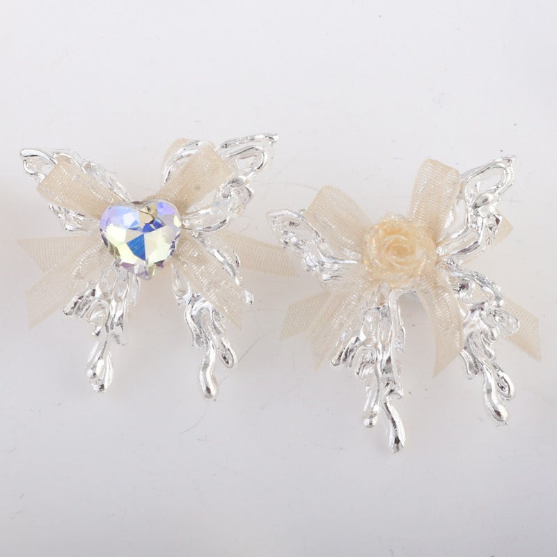 Wholesale Alloy Lace Bow Butterfly Alloy Beads Straight Hole Beads DIY Beads