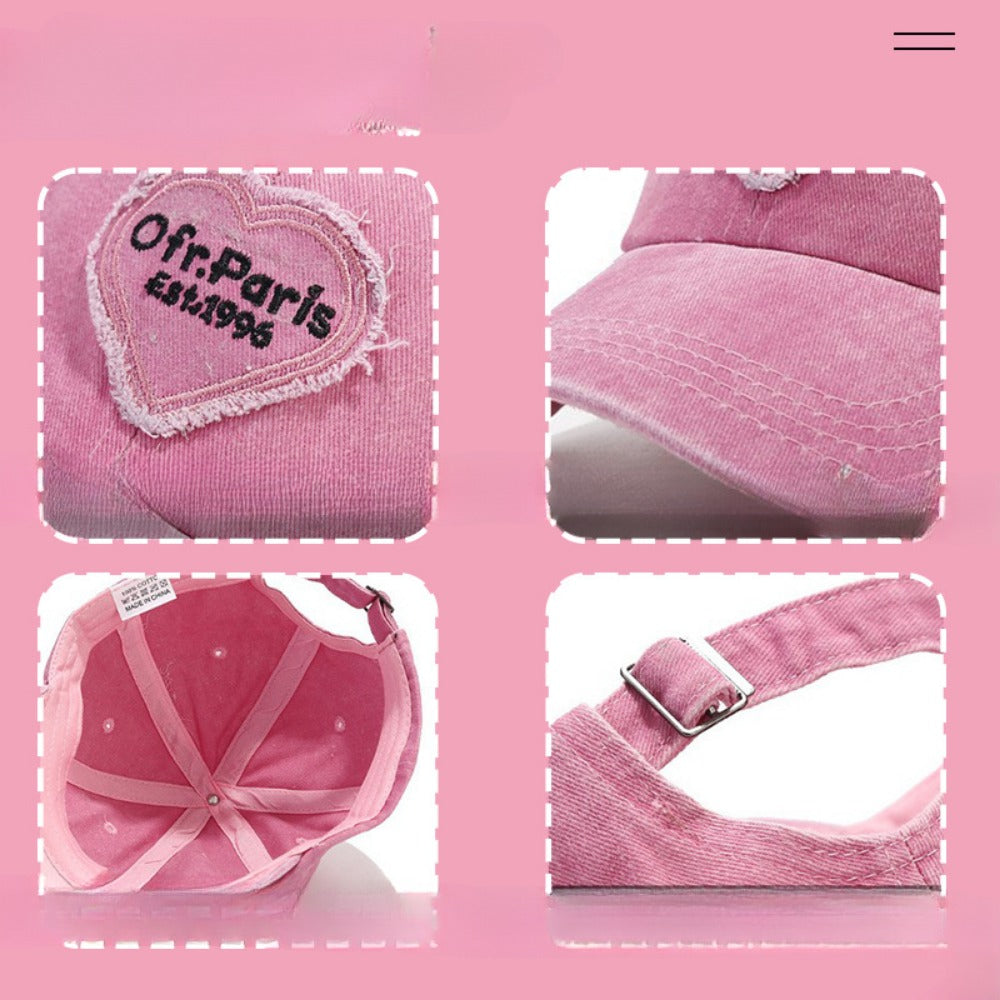 Wholesale Fashion Pink Love Embroidered Washed Baseball Cap