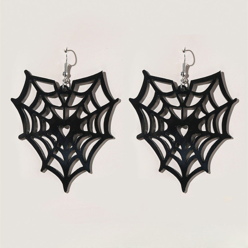 Wholesale 2pairs/pack Halloween Spider Web Punk Style Acrylic Earrings
