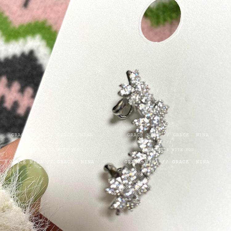 Wholesale Full Diamond Flower Alloy/silver Plated/gold Plated Earrings