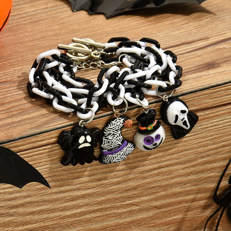 Wholesale Halloween Cartoon Resin Ghost Skull Bracelet 4-piece Set
