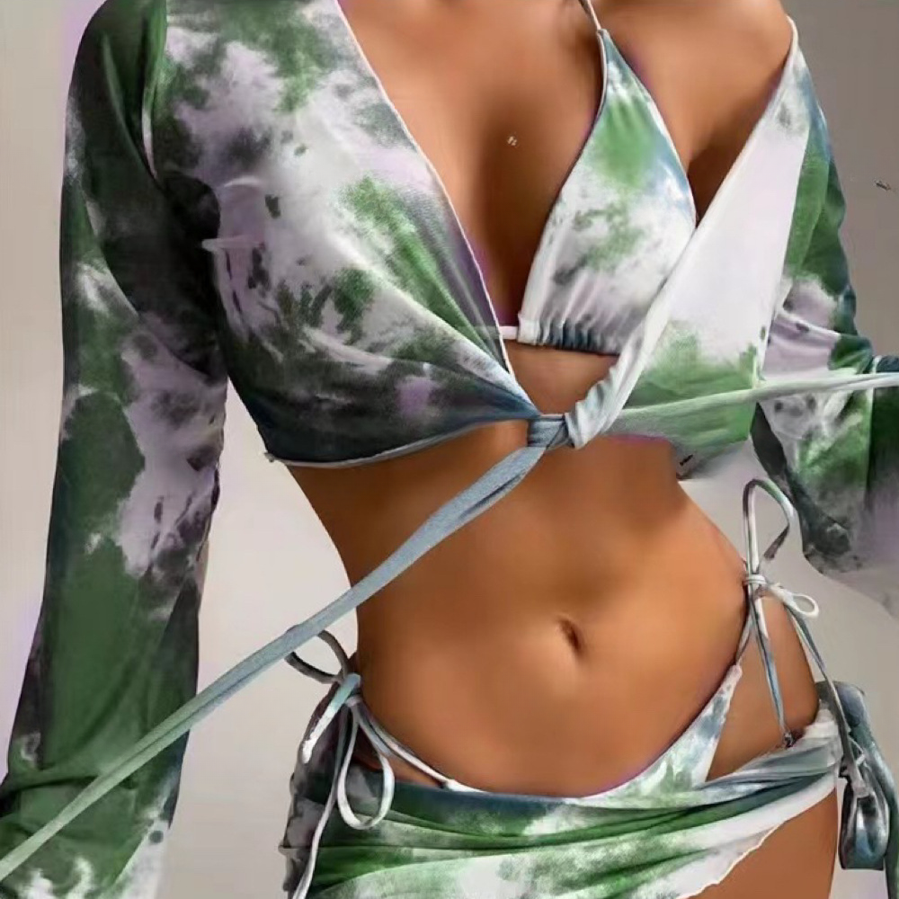 Wholesale Two Piece Tie Dye Four Pieces Bikini Swimwear