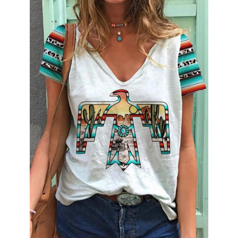 Wholesale Mother's Day Printed Polyester V-neck T-shirts