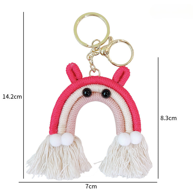 Wholesale Cotton Rope Handwoven Rainbow Tassel Keychain
