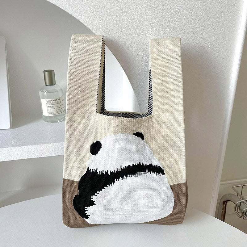Wholesale Knitted Cute Panda Handbag