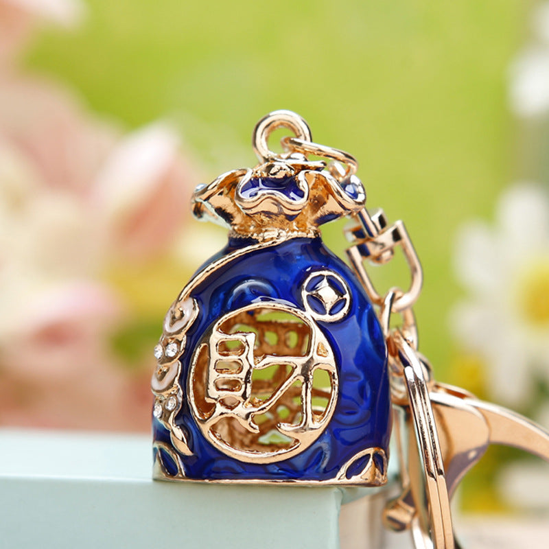 Wholesale Creative rhinestone cute yellow duck keychain