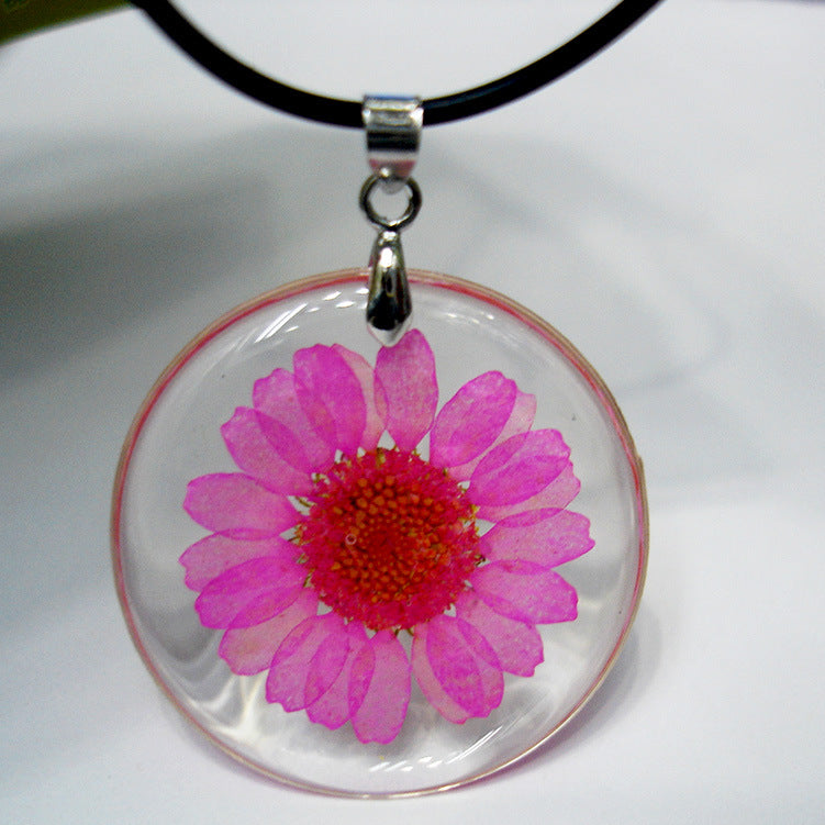 Wholesale 6pcs Epoxy Fashion Daisy Dried Flower Necklace