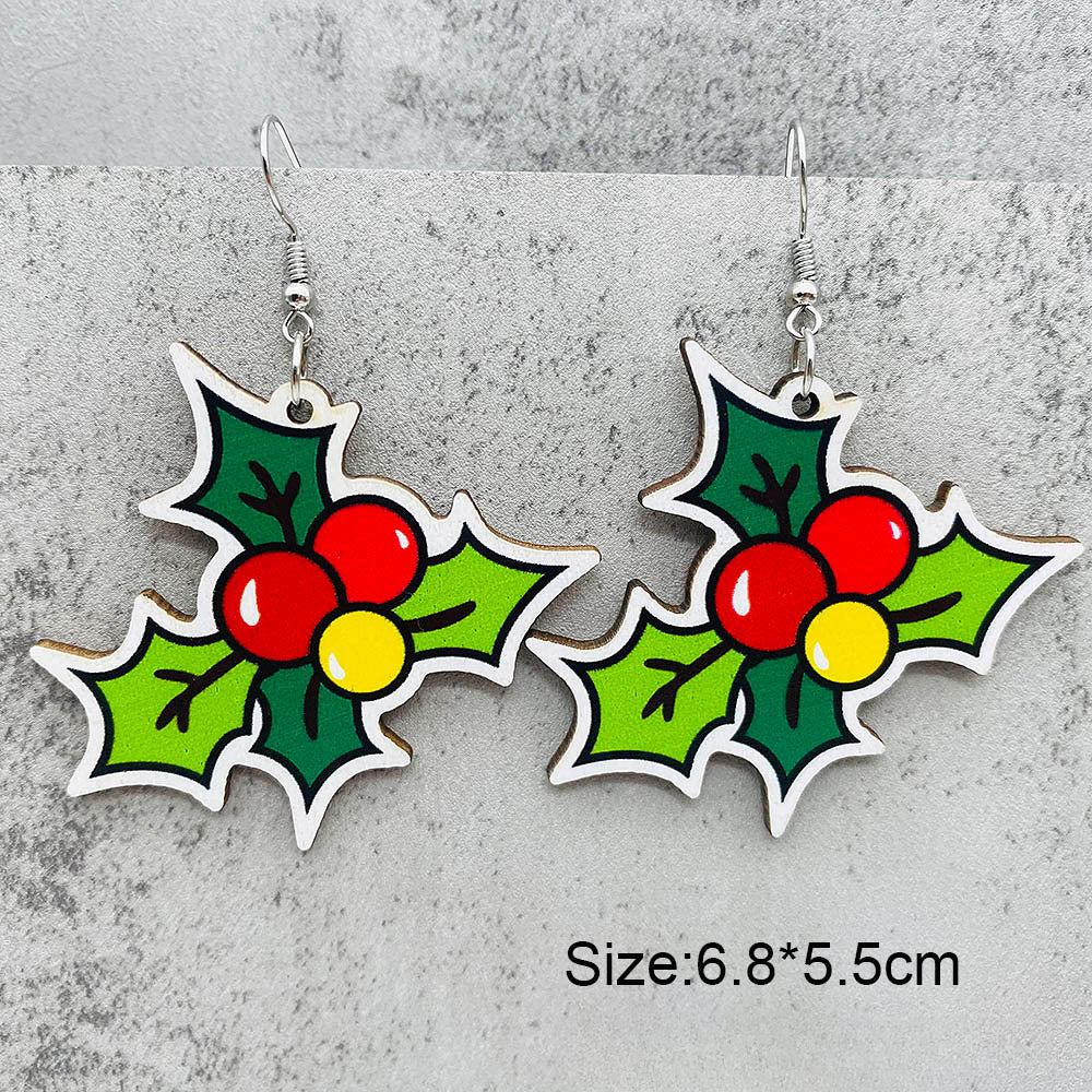 Wholesale Christmas Santa Claus Christmas Socks Elk Wooden Earrings