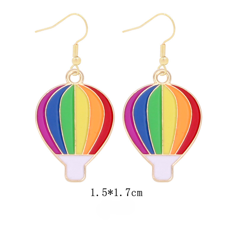 Wholesale Rainbow Flag Love Heart Alloy Pendant Drip Oil Earrings