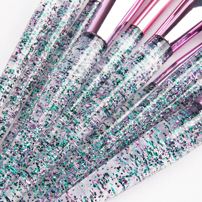 Wholesale 10 Clear Crystal Soft Bristle Makeup Brushes