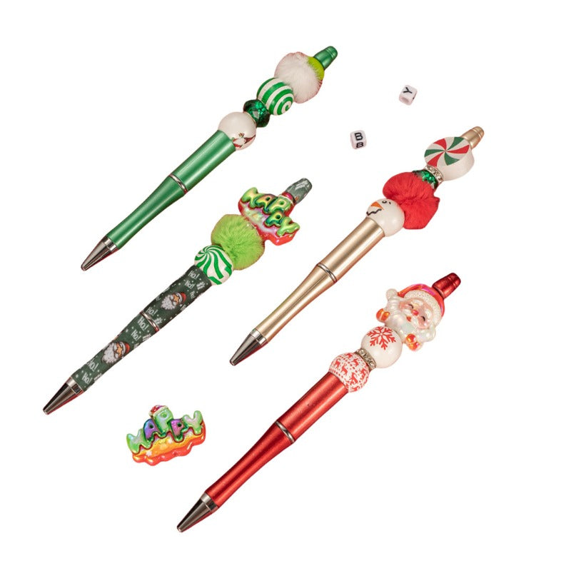 Wholesale Beadable Pens Christmas DIY Socks Box Wooden Beads Large Hole Beads Plush Beads Handmade Bead Pens