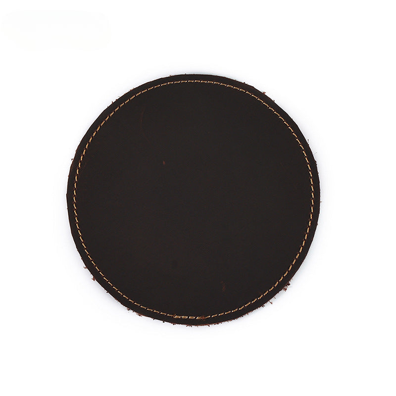Wholesale Leather Coaster Crazy Horse Leather Retro Handmade Leather Pad