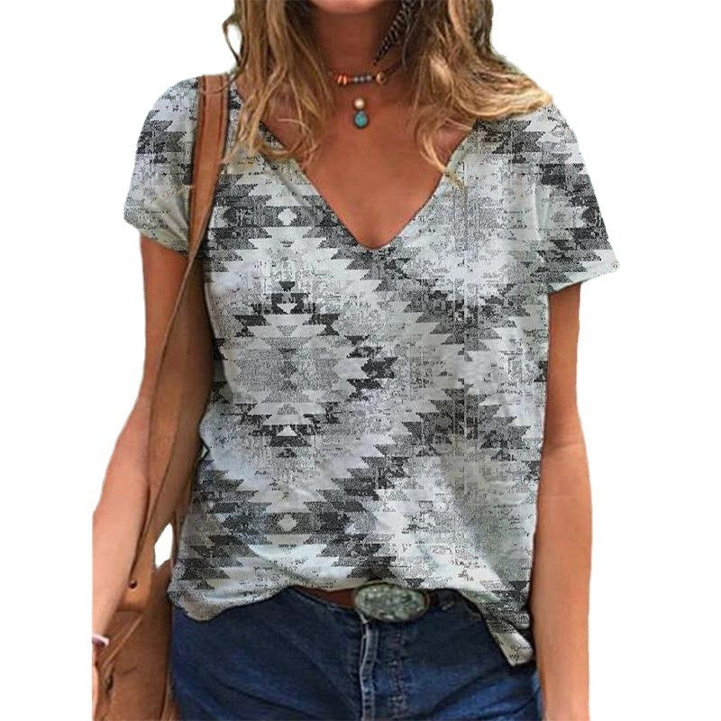 Wholesale Mother's Day Printed Polyester V-neck T-shirts