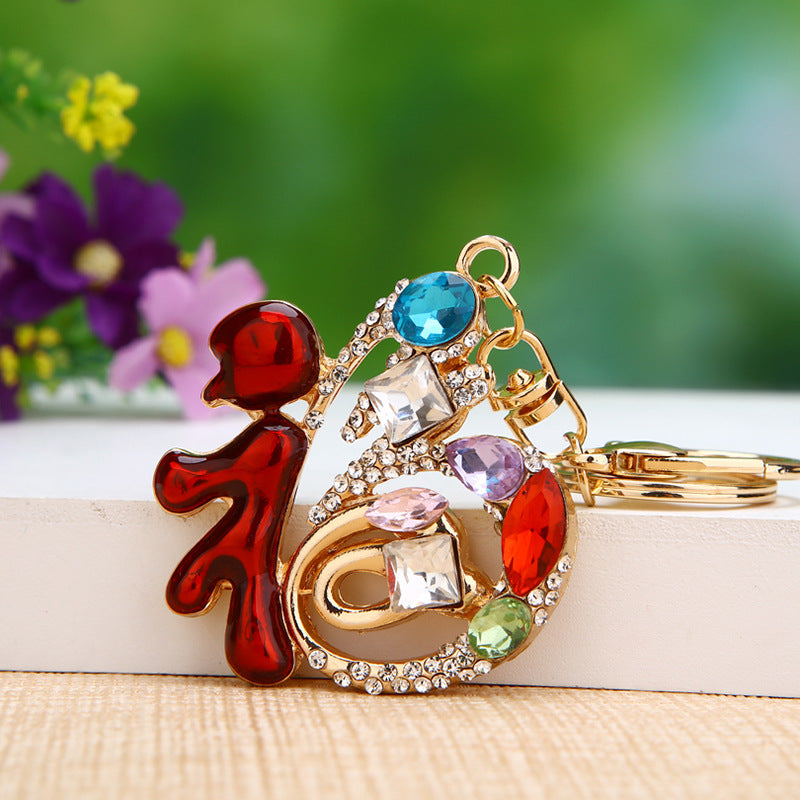 Wholesale Chic Swan Rhinestone Car Keychain Bag Charm Metal Key Ring For Women Wedding Gift Accessory