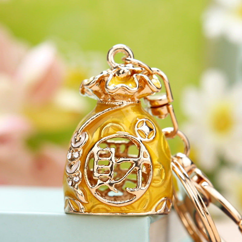 Wholesale Creative rhinestone cute yellow duck keychain