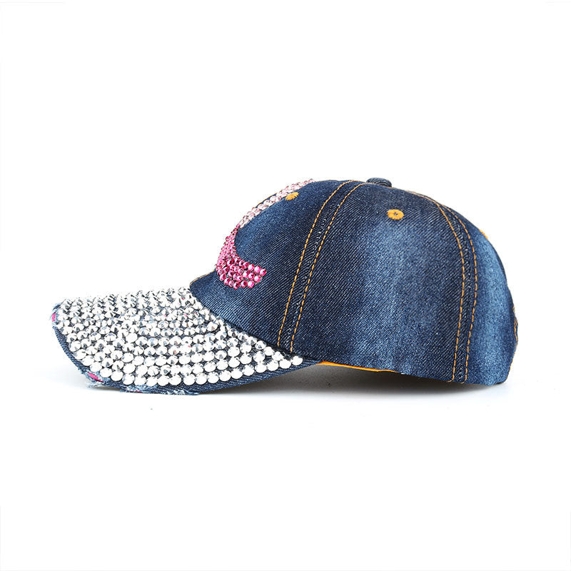 Wholesale  pink ribbon denim drill baseball cap