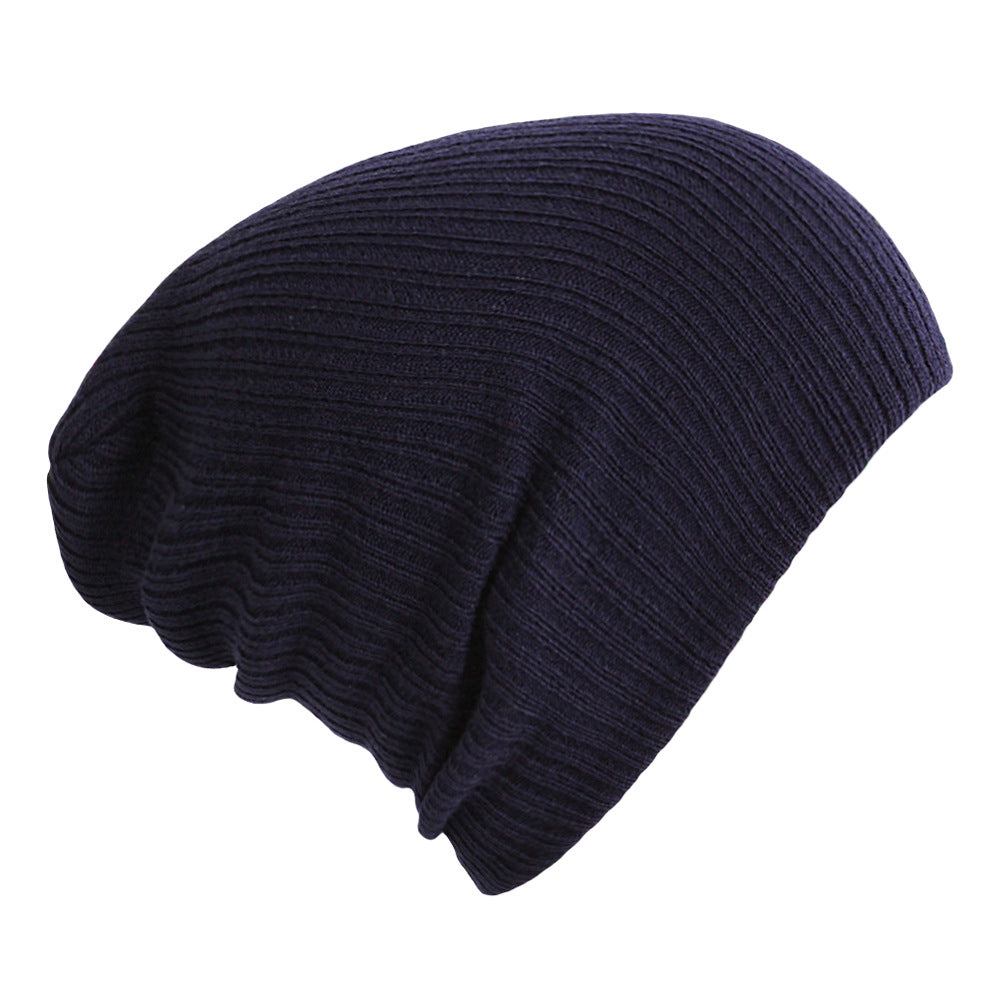 Wholesale Solid Color Striped Pullover Hat Autumn and Winter Warm Knitted Hat