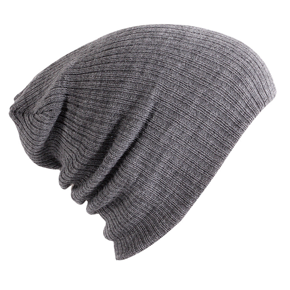 Wholesale Solid Color Striped Pullover Hat Autumn and Winter Warm Knitted Hat