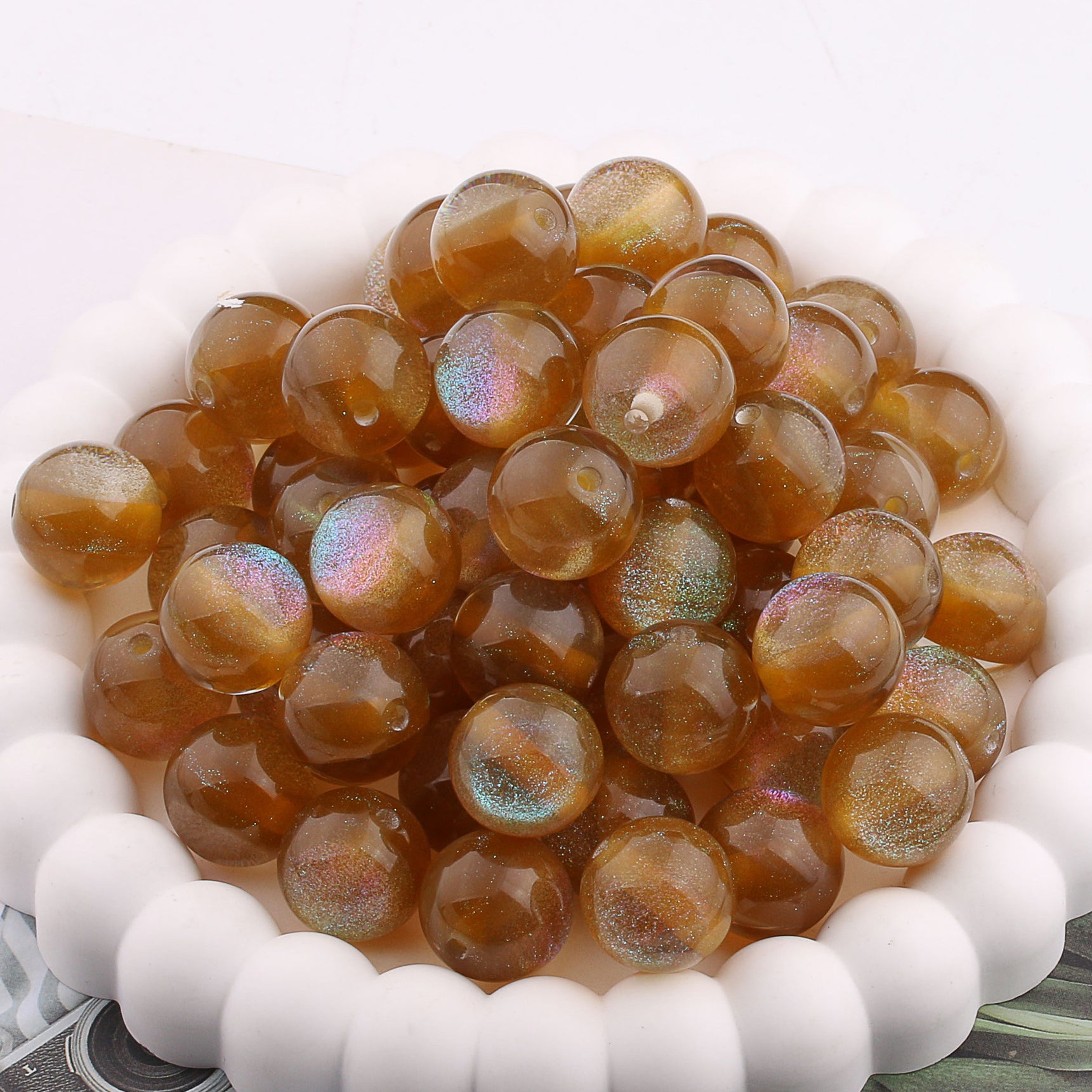Wholesale 200PCS Colorful Straight Hole Resin Balls
