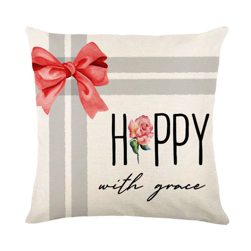 Wholesale Simple Christmas Throw Pillow Cover Letter Decoration Cushion Linen Printing Waist Cushion