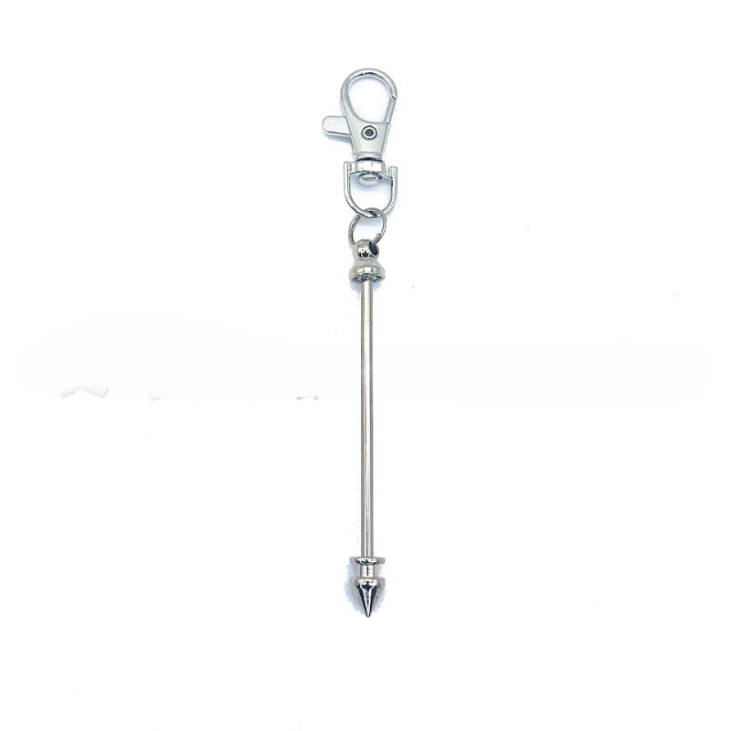 Wholesale DIY Metal Beaded Cone Bullet Rod Lobster Buckle Keychain