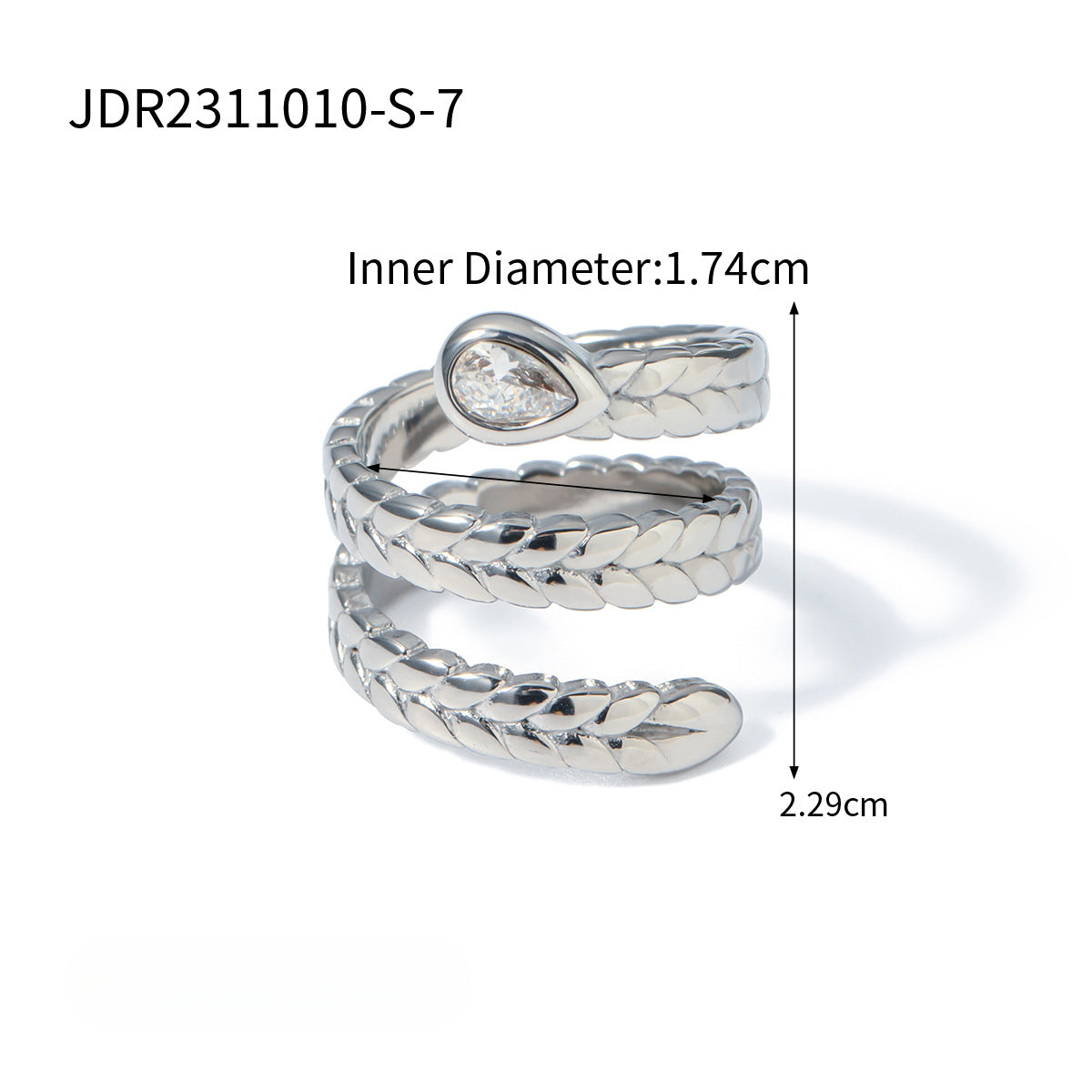 Wholesale 18k Gold Stainless Steel Serpentine Inlaid Zircon Ring