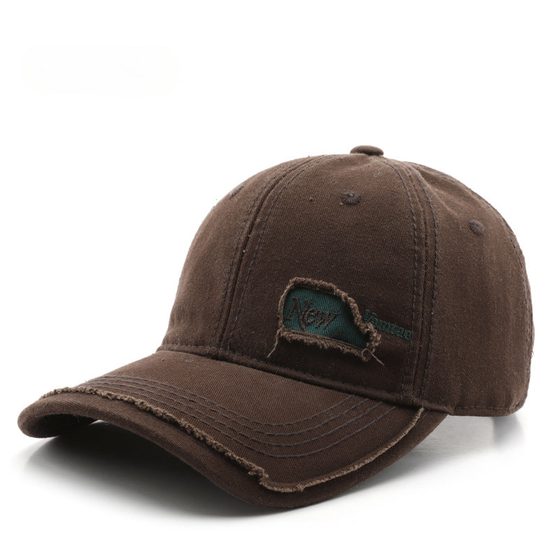 Wholesale Cotton Ripped Solid Color Letter Embroidered Baseball Cap