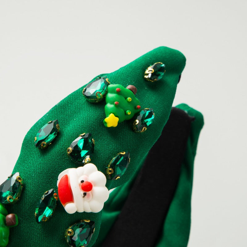 Wholesale Personalized Rhinestone-encrusted Christmas Tree and Santa Claus Headbands