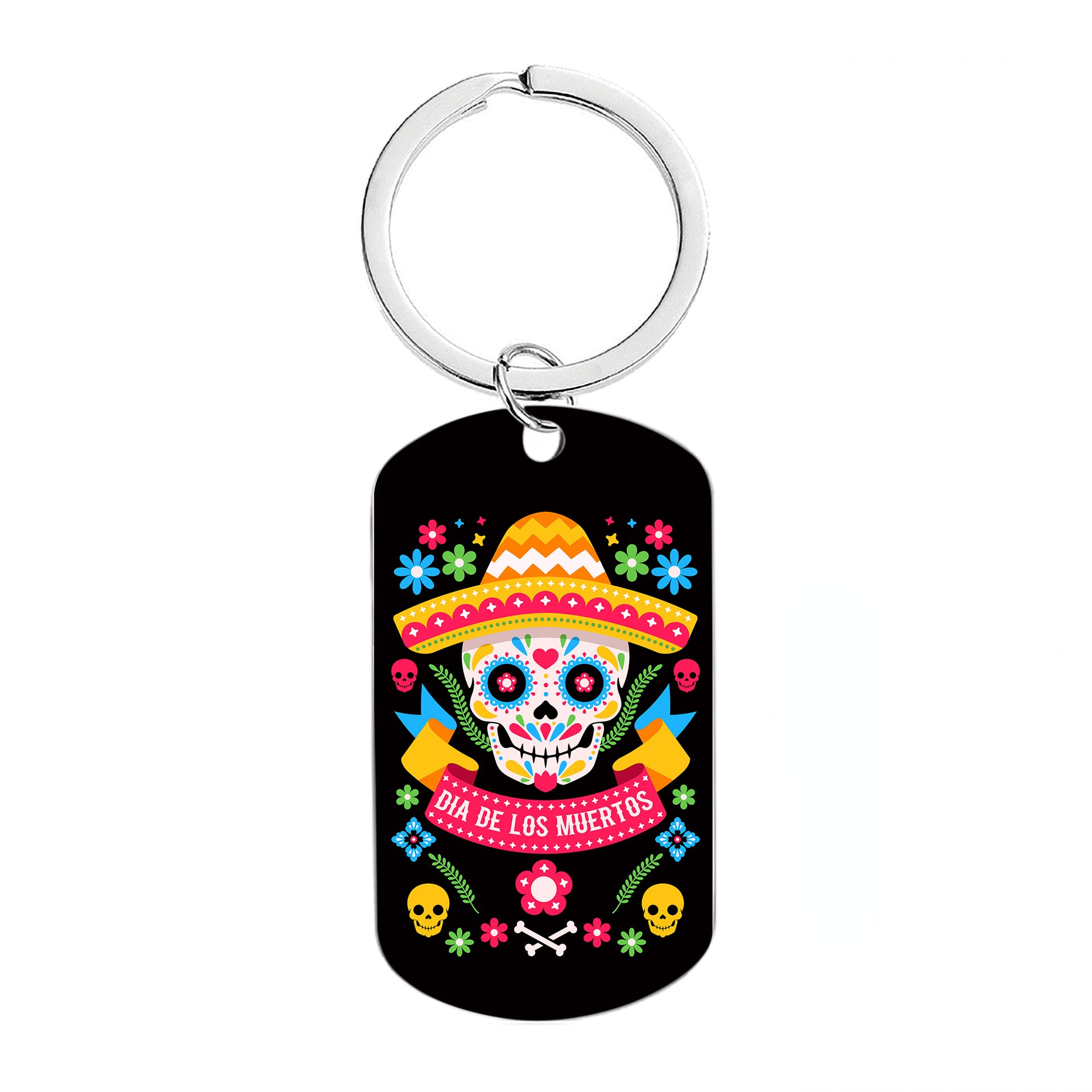 Wholesale Halloween Mexican Style Calavera Skull Metal Keychain