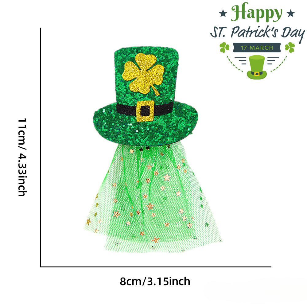 Wholesale Irish Festival Hair Clips Headwear St. Patrick's Day Party Green Mesh Hair Accessories