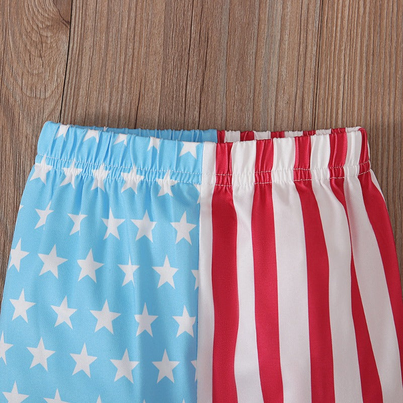 Wholesale Independence Day Camisole Flare Trousers Two Piece Children's Clothing Set