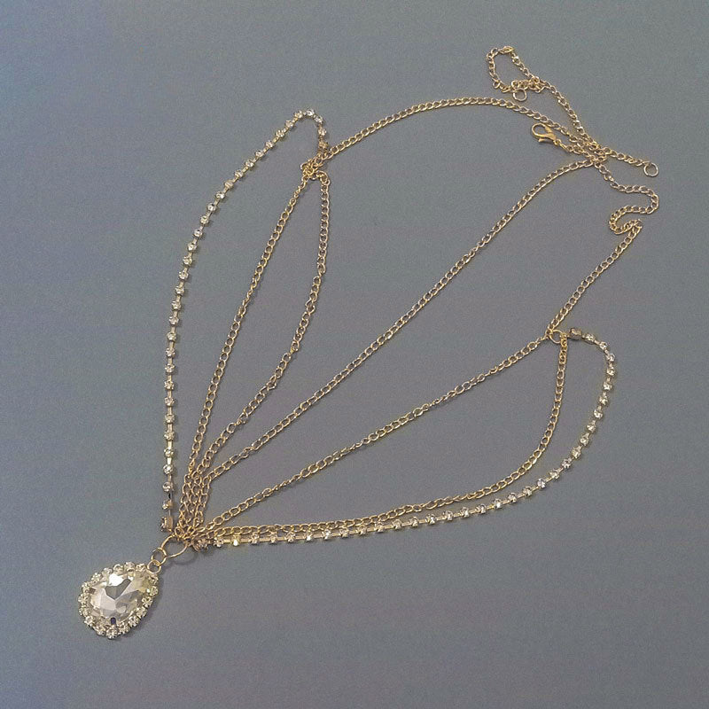 Wholesale Crystal Drop Brow Pendant Head Necklace