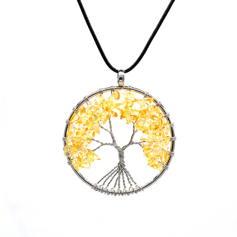 Wholesale Natural Colorful Crystal Life Tree Necklace