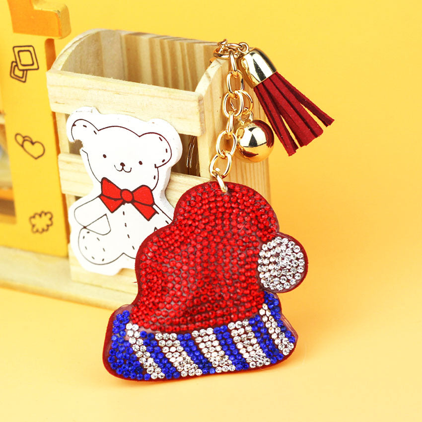 Wholesale Alloy Christmas Hats with Hot Diamond Keychains