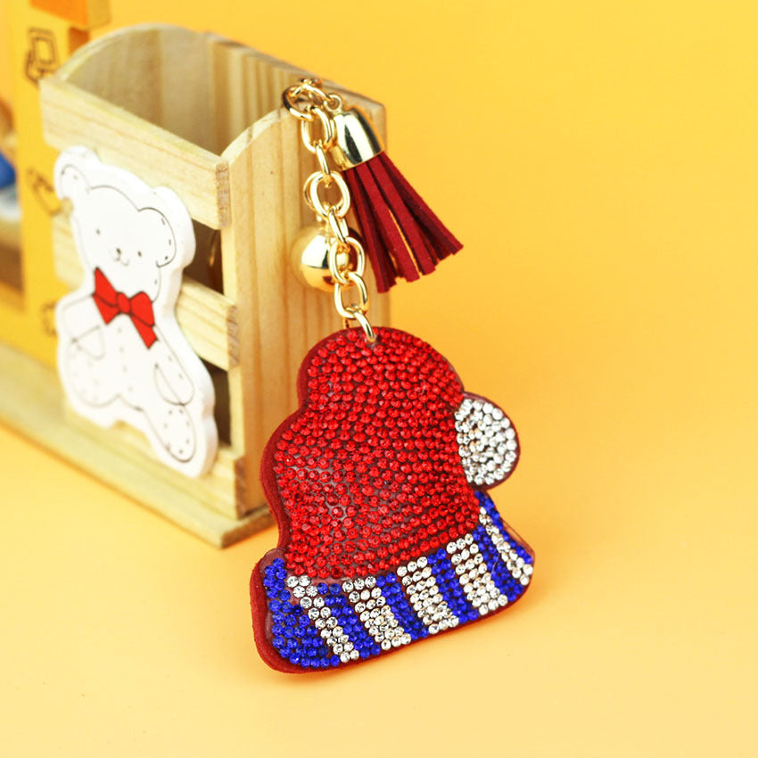 Wholesale Alloy Christmas Hats with Hot Diamond Keychains