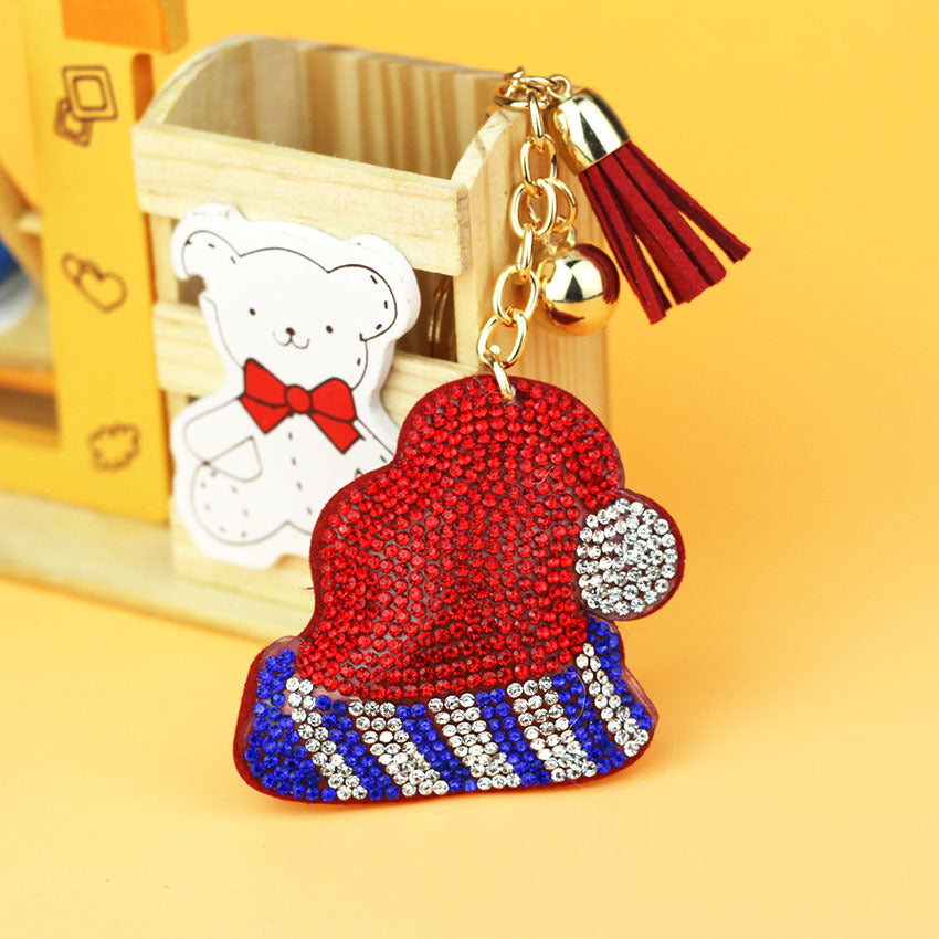 Wholesale Alloy Christmas Hats with Hot Diamond Keychains