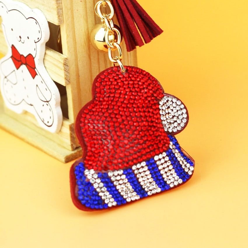Wholesale Alloy Christmas Hats with Hot Diamond Keychains