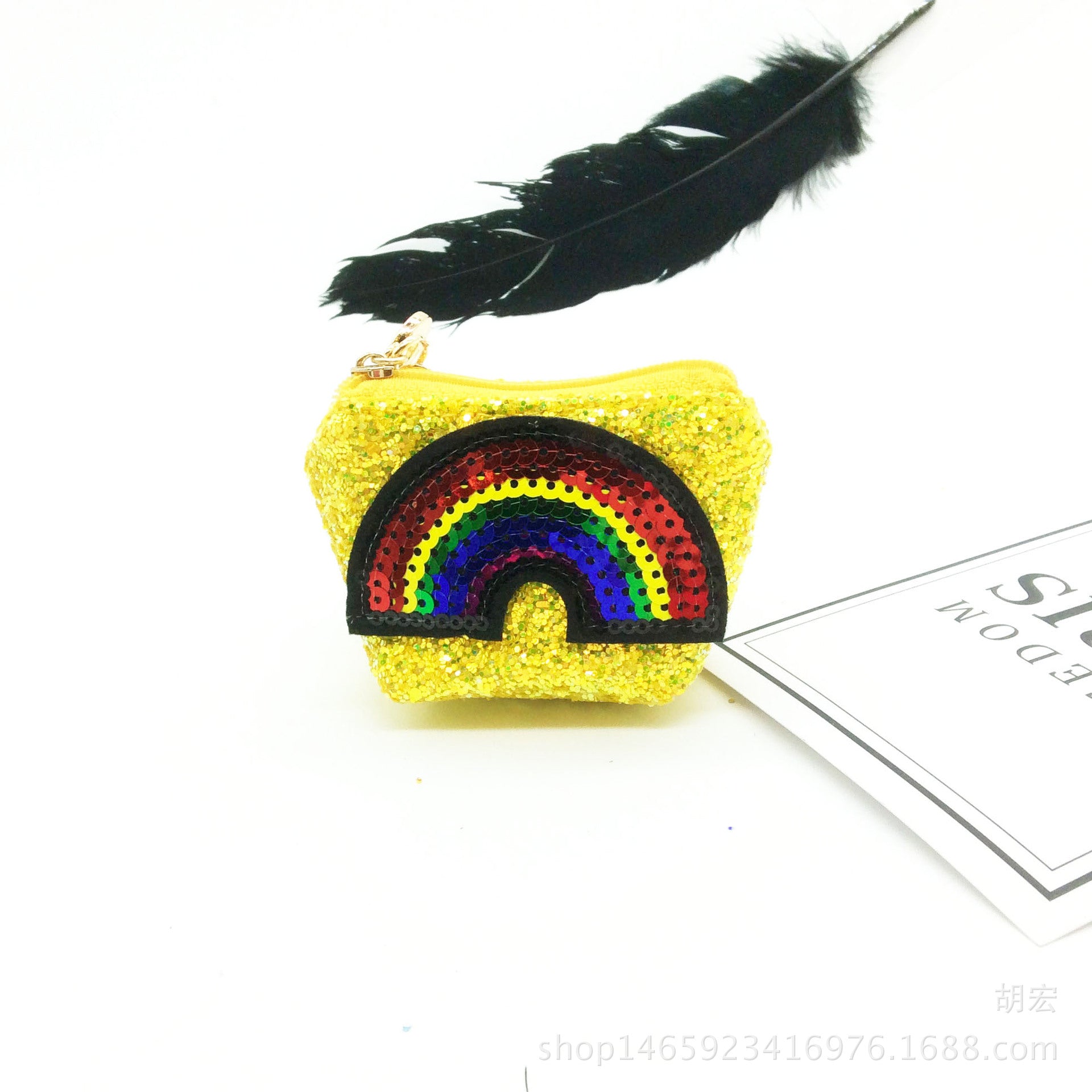 Wholesale Sequin Cartoon Cute Rainbow Coin Purse Keychain