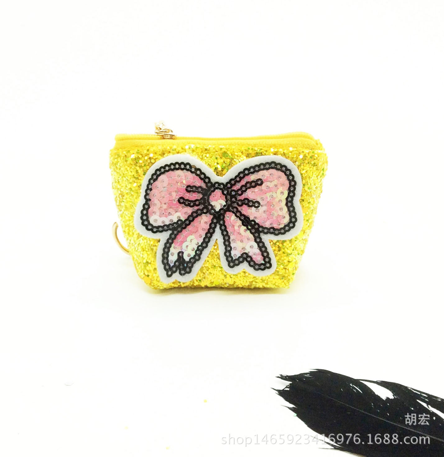Wholesale Sequin Cartoon Cute Bow Coin Purse Keychain