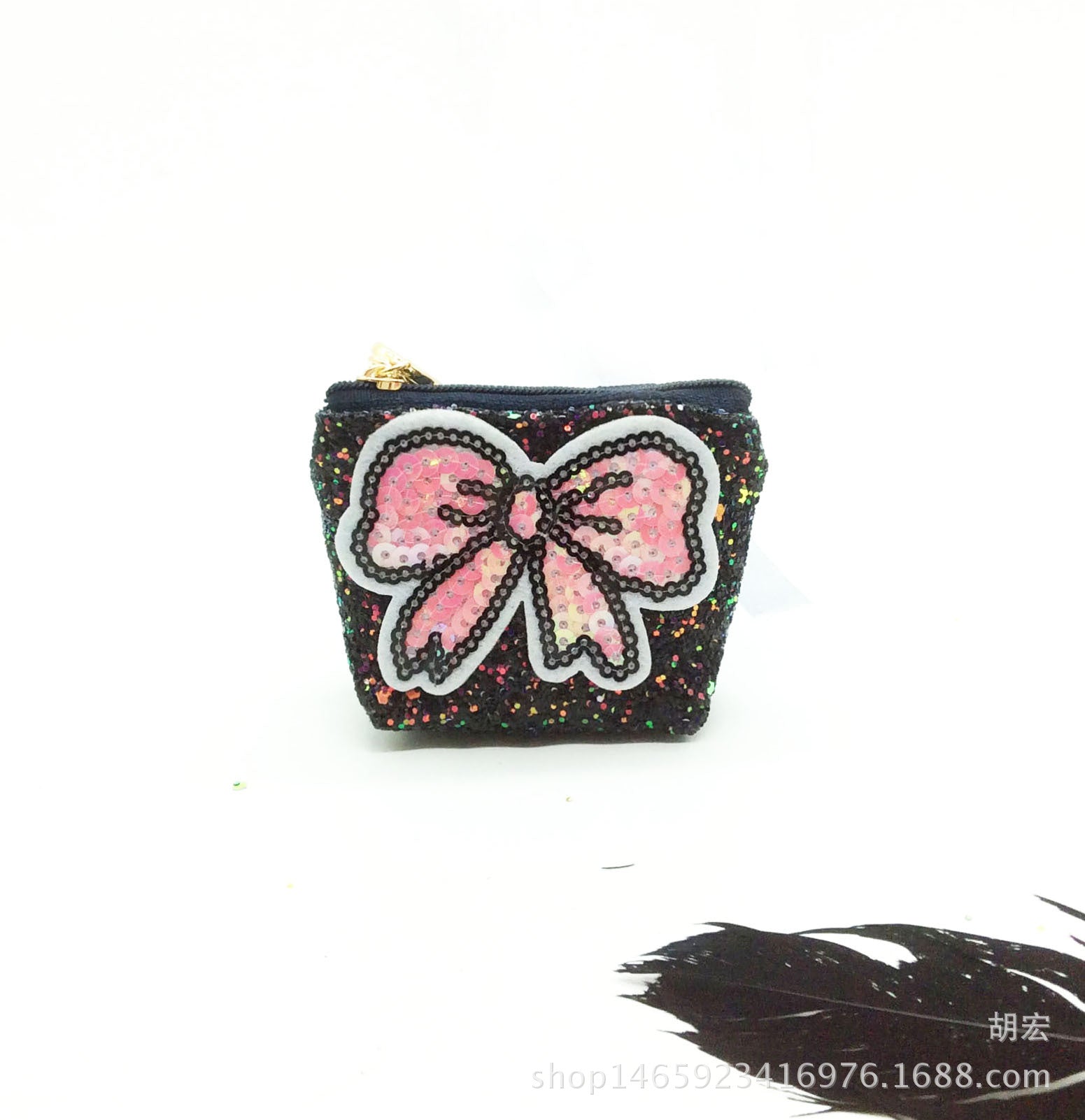 Wholesale Sequin Cartoon Cute Bow Coin Purse Keychain