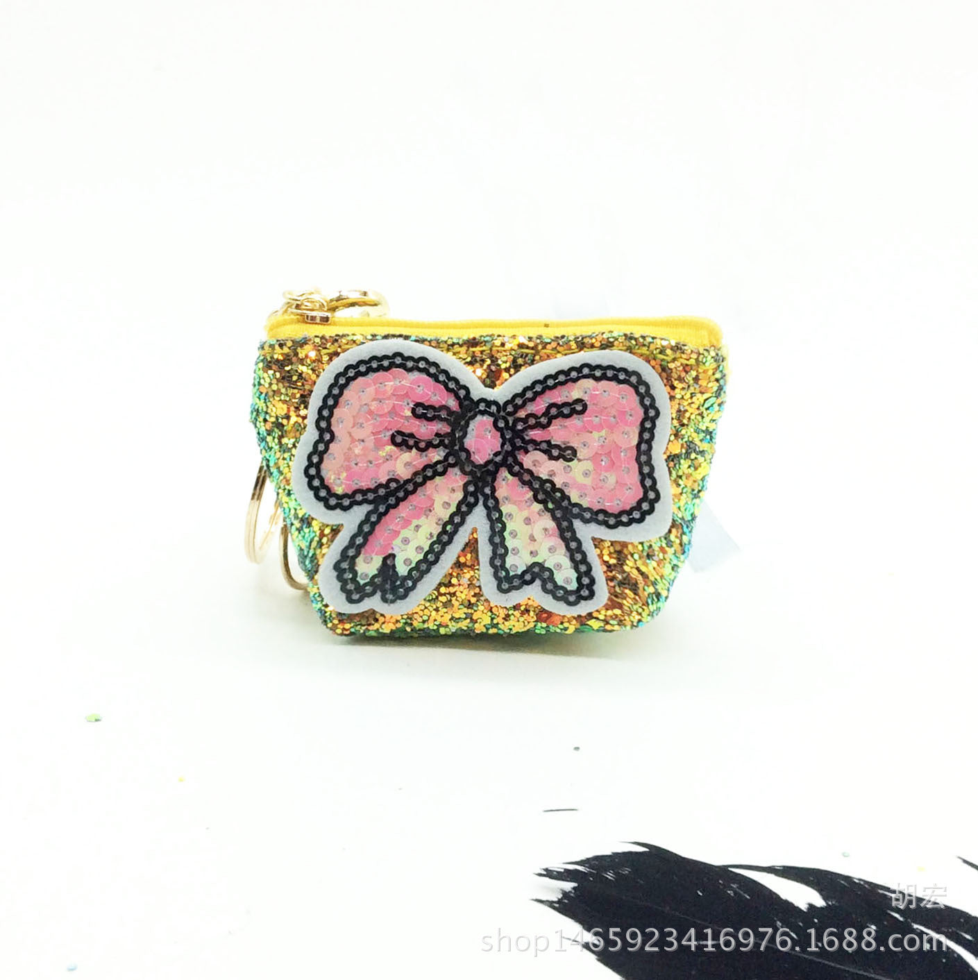 Wholesale Sequin Cartoon Cute Bow Coin Purse Keychain