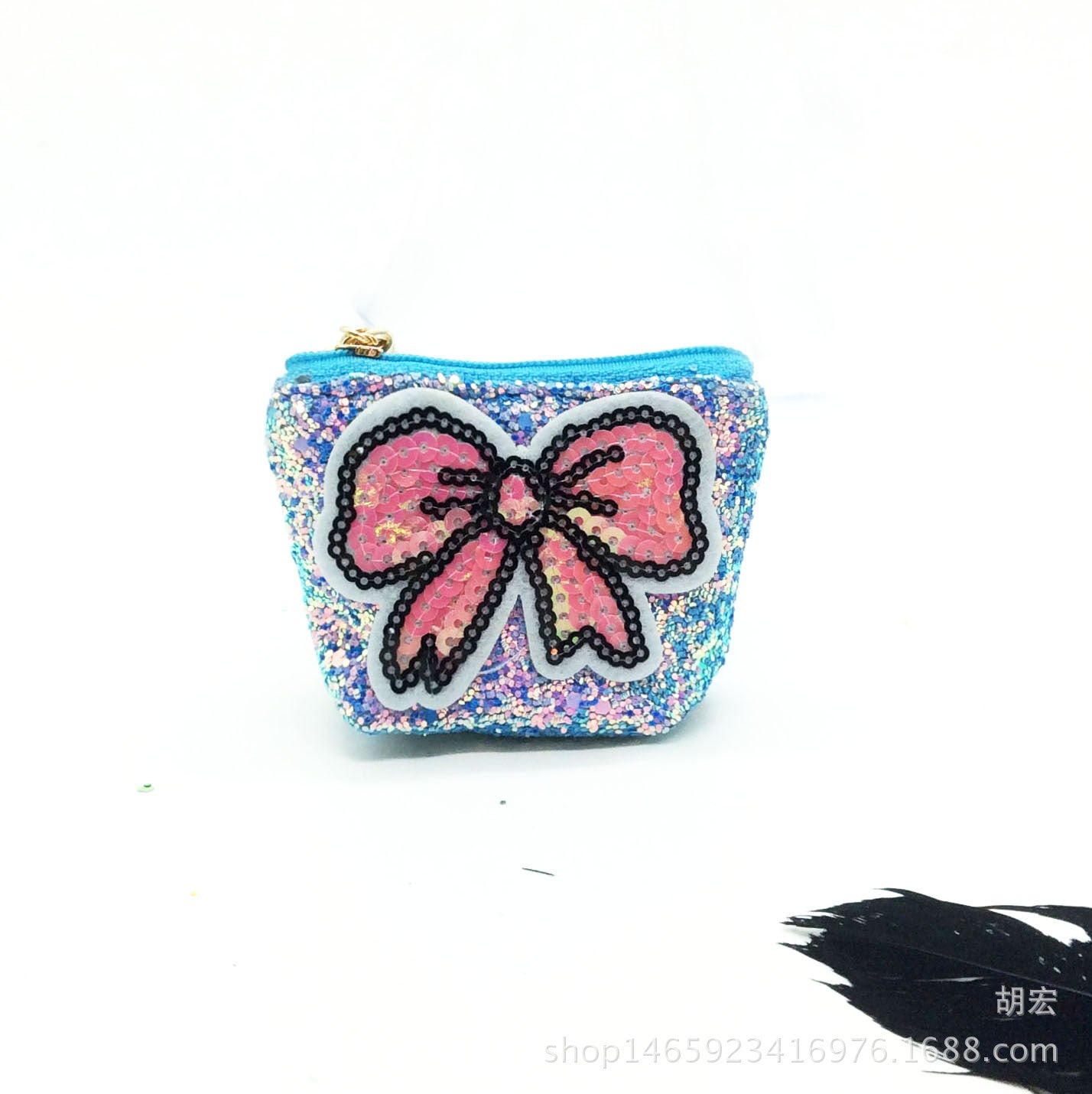 Wholesale Sequin Cartoon Cute Bow Coin Purse Keychain
