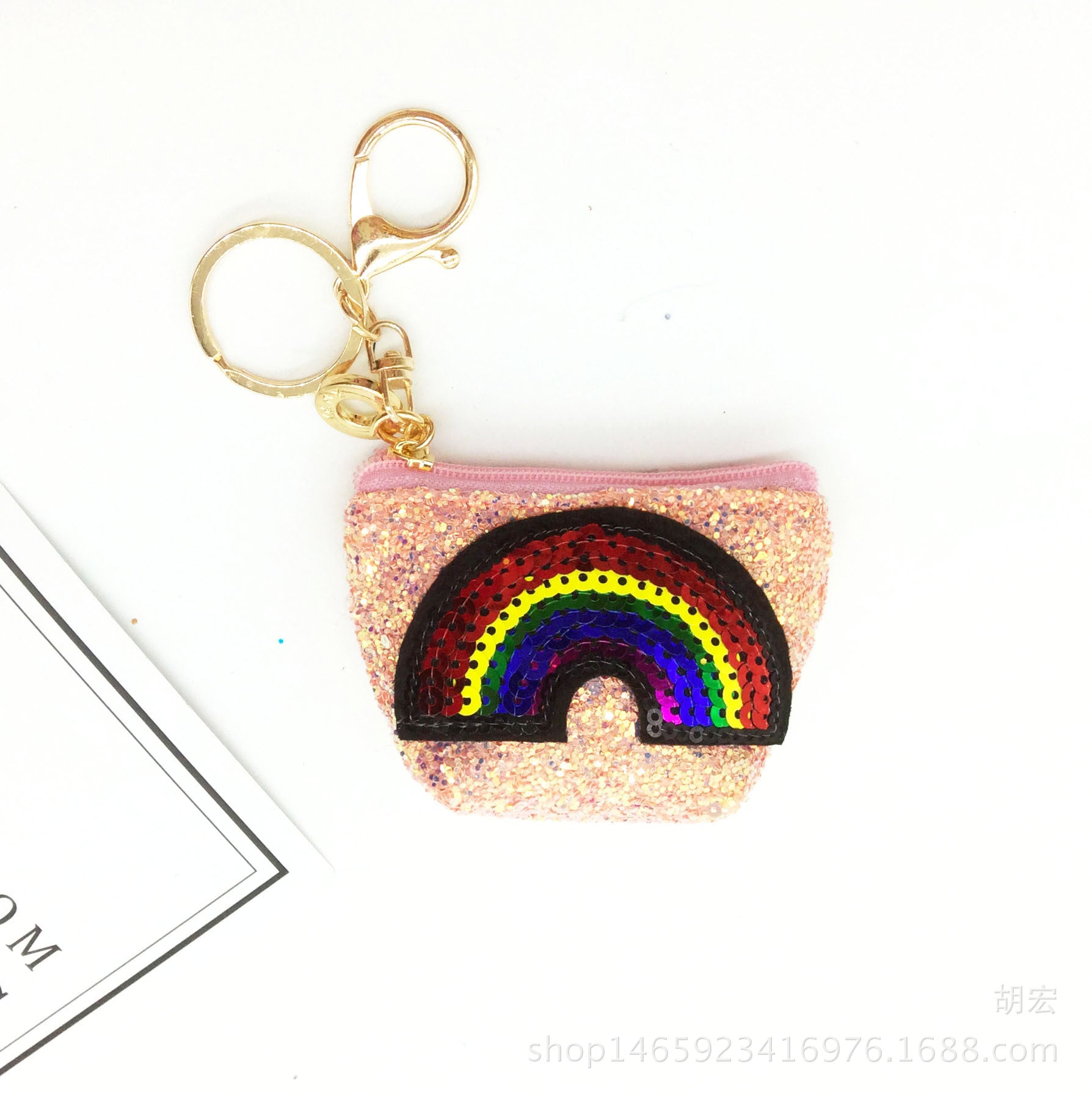 Wholesale Sequin Cartoon Cute Rainbow Coin Purse Keychain