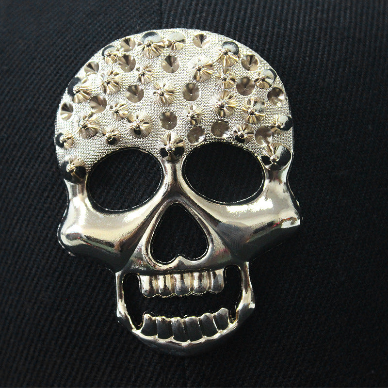 Wholesale  flat brim hat skull rivet hip hop baseball cap men's street dance hat trendy men's and Women's