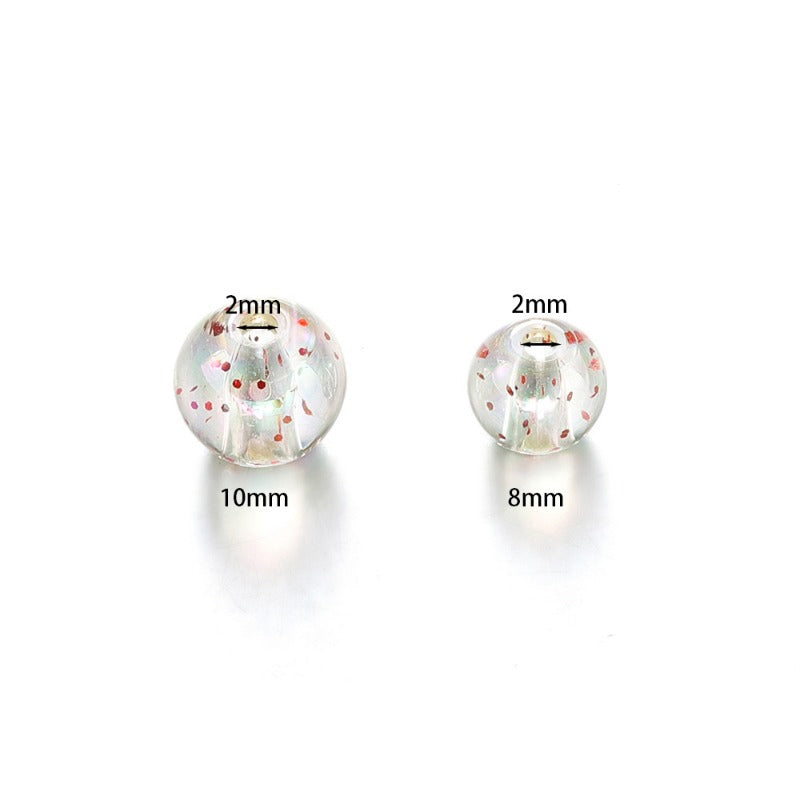 Wholesale 30pcs Acrylic 8-10mm Round Bead Sequin Straight Hole DIY Bead Beads
