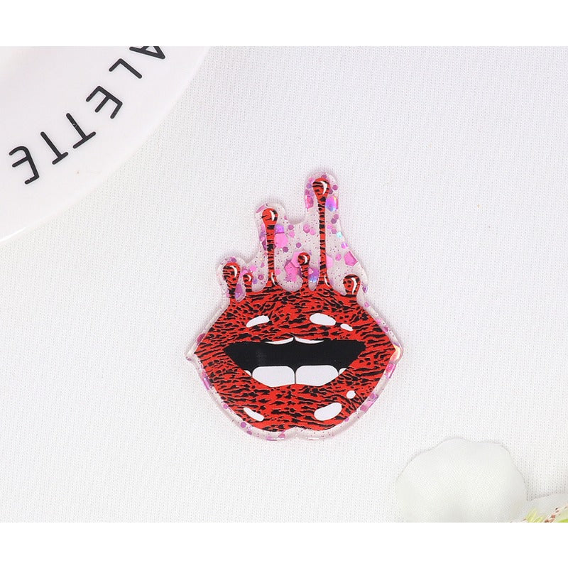 Wholesale 10pcs Cartoon Lips Letters Acrylic DIY Patches