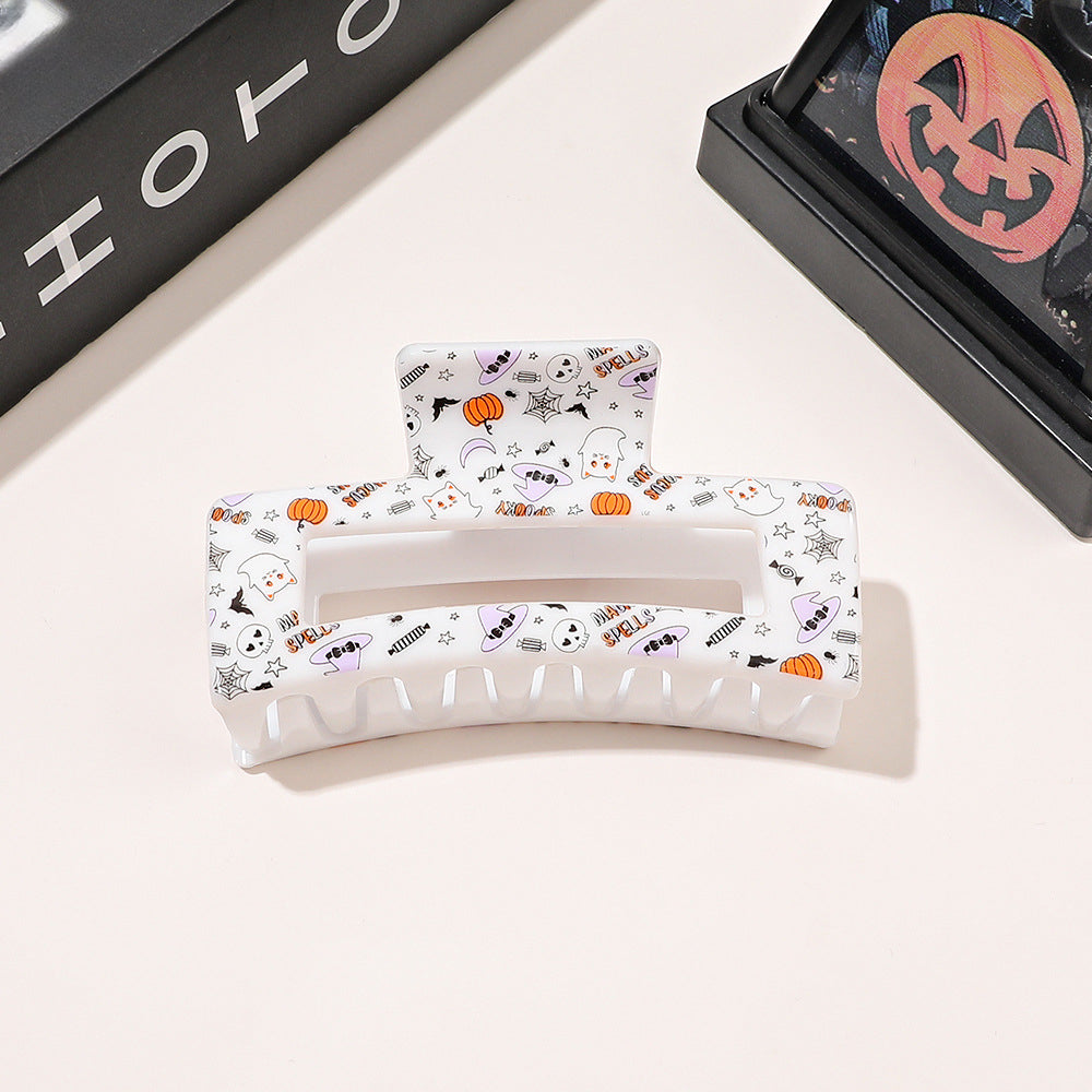 Wholesale Halloween Printed Skeleton Ghost Plastic Hair Clips